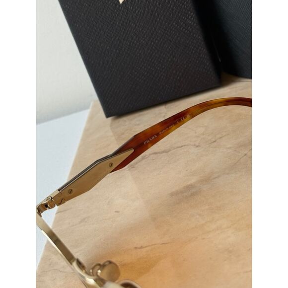 NEW Prada PR65ZS Oval Sunglasses in Gold Orange Tint - Picture 5 of 5